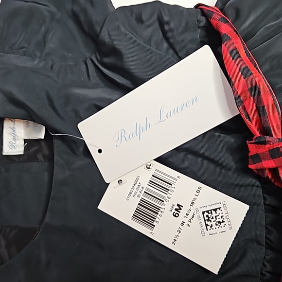 RALPH LAUREN INFANT HOLDAY DRESS IN BLACK WITH BLOOMERS - Picture 4 of 9